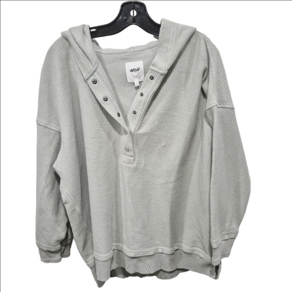 Aerie Textured Ribved Henley Long Sleeve Hoodie - Picture 2 of 7